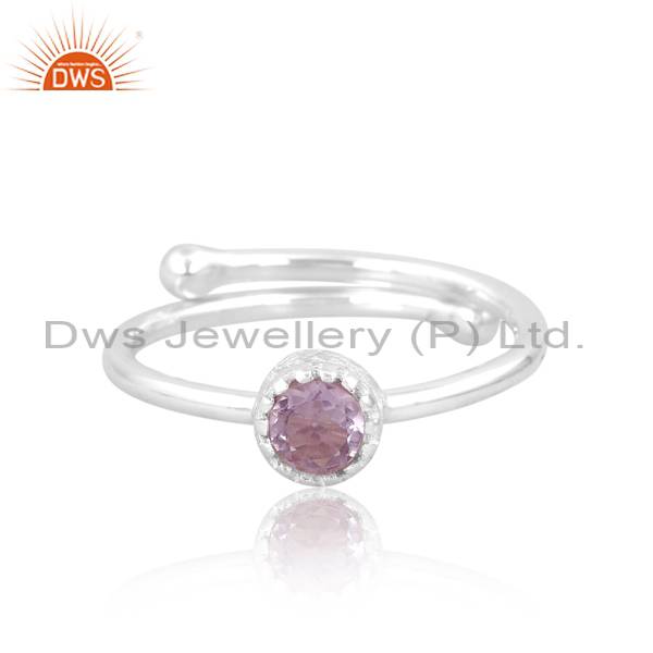 Stunning Silver Ring with Pink Amethyst for Girls