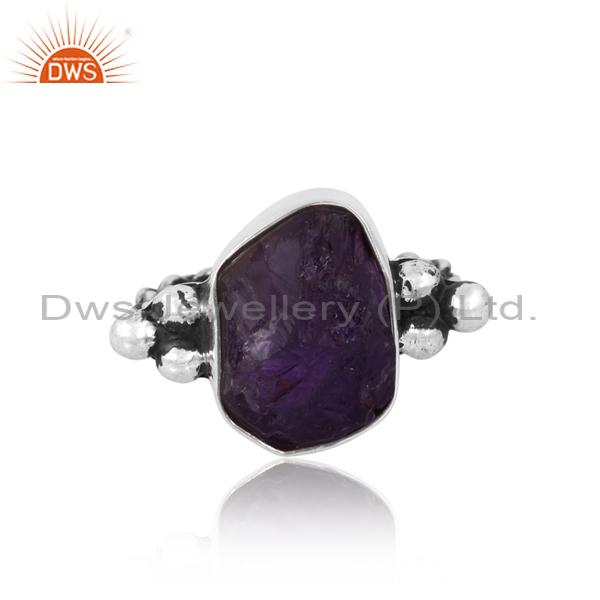 Oxidized Amethyst Engagement Ring: Unshaped Beauty