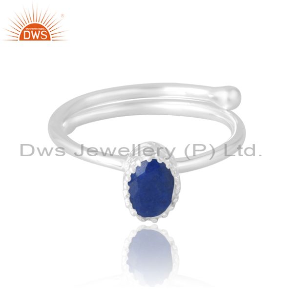Lapis Oval Cut Silver Unisex Ring For Gift Valentines Day