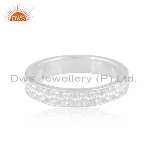 Fixed Sterling Silver Plain White Ring With Carvings