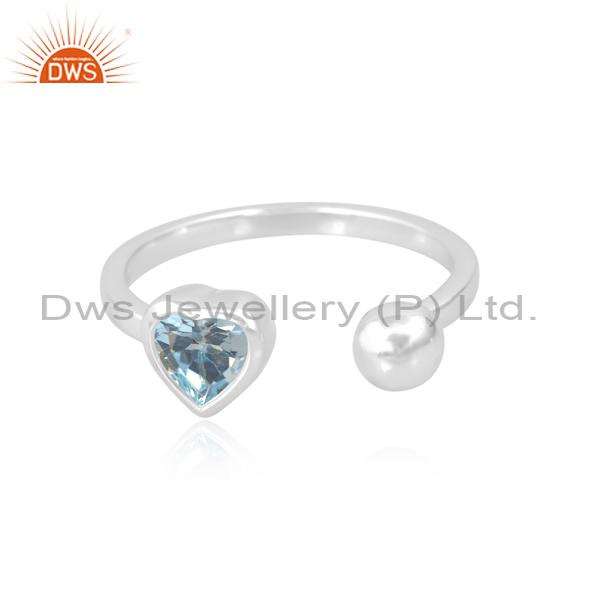 Sparkling Blue Topaz Heart Engagement Ring