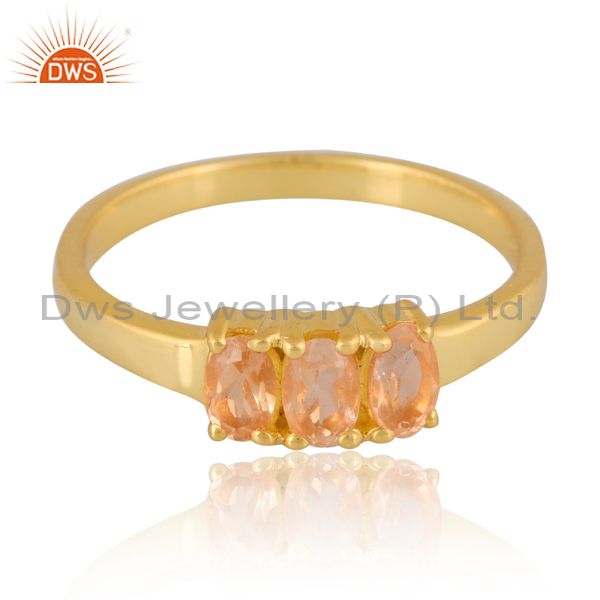 Sterling Silver Gold Ring With Citrine Oval Cut