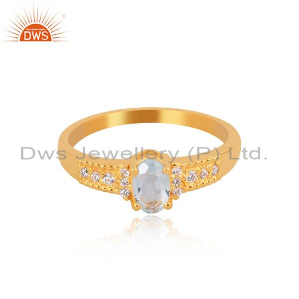 Aquamarine and CZ Gold Plated Ring: A Stunning Combination