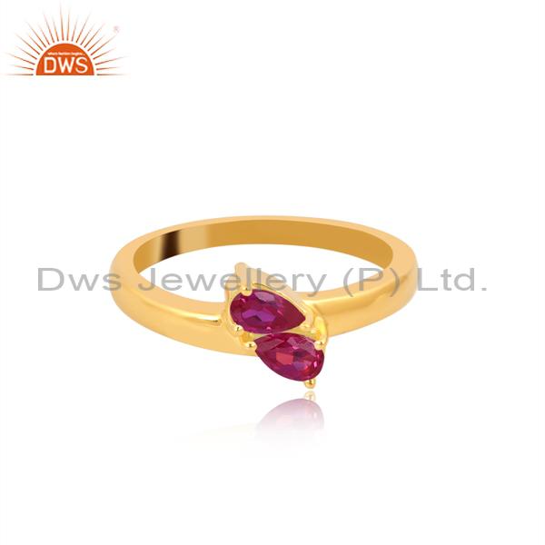 Lab Created Ruby Gold Plated Engagement Ring