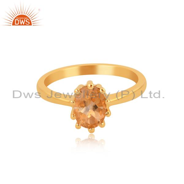 Exquisite Gold Plated Citrine Engagement Ring