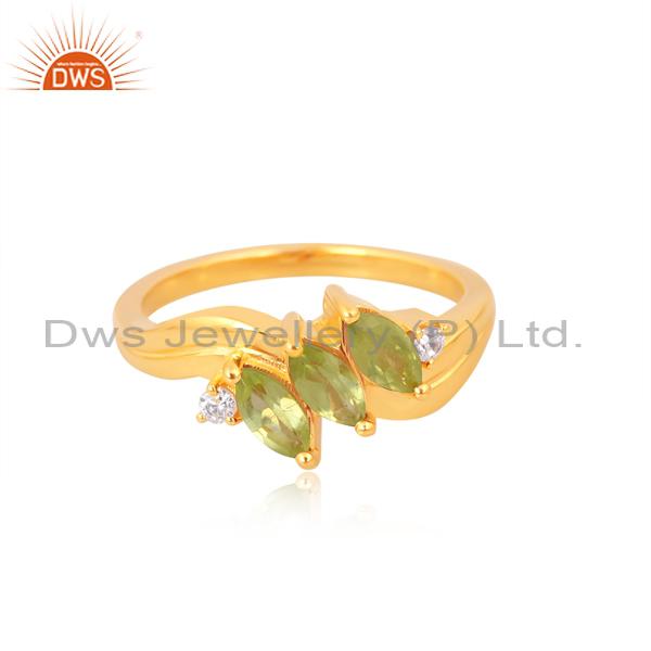 Peridot Gold Plated Engagement Ring for Girls