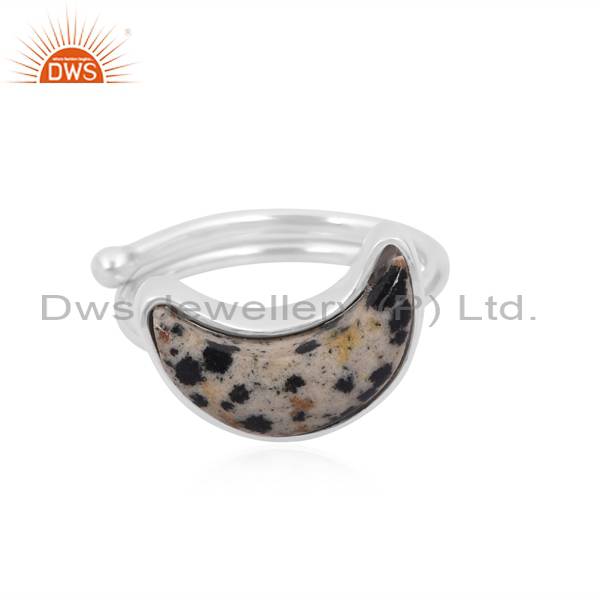 Half Moon Dalmatian Jasper Ring: Unique And Stylish