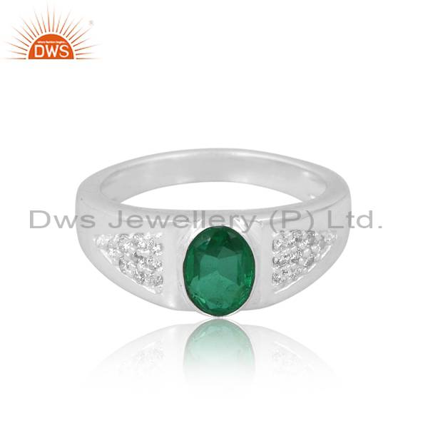Exquisite Ring: Zambian Emerald Quartz & Cubic Zirconia