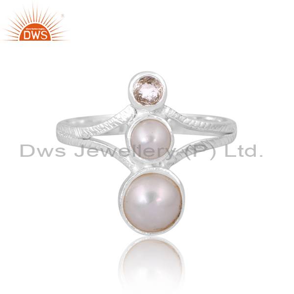 Stunning Crystal Quartz & Pearl Handcrafted Ring