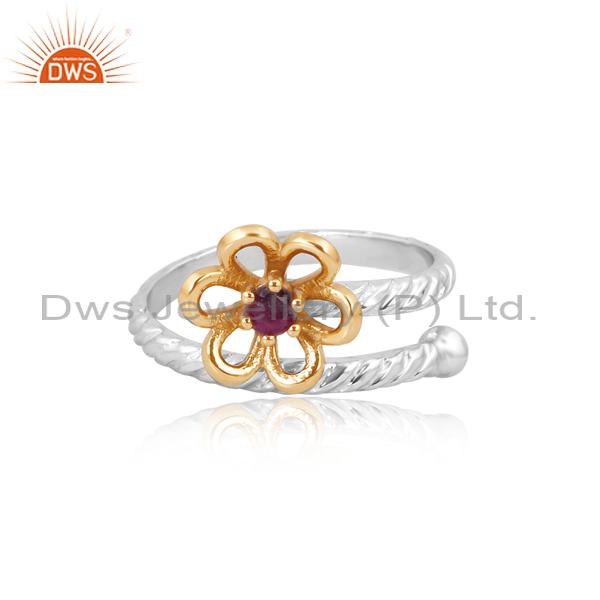Exquisite Ruby Flower Engagement Ring For Girls