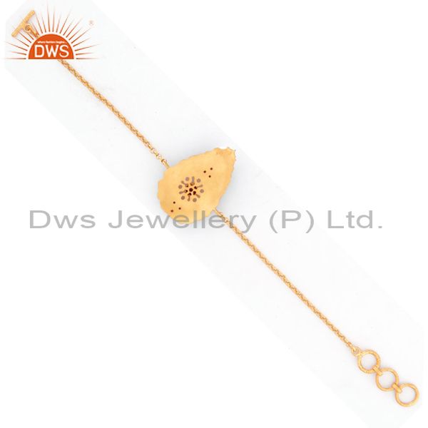Suppliers Estate Heavy 18K Gold Plated Over Sterling Silver Ruby Gemstone chain charm Brac