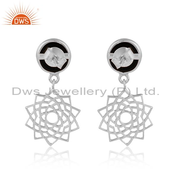 Designer of Designer crown chakra earring in solid silver with black onyx