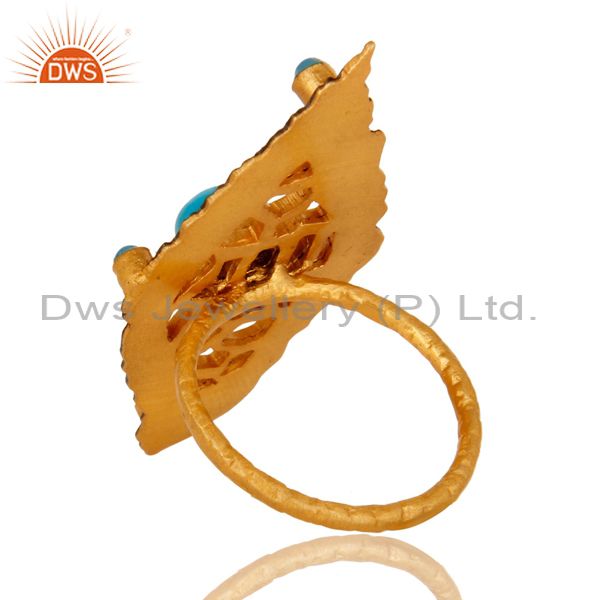 Suppliers 18K Yellow Gold Plated Turquoise Gemstone Designer Statement Ring
