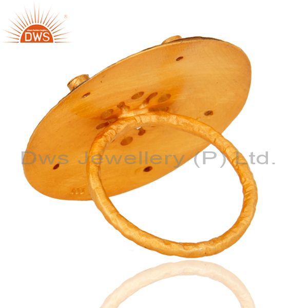 Suppliers 18k Gold Over Sterling Silver Handmade Pink Tourmaline Gemstone Circular Ring