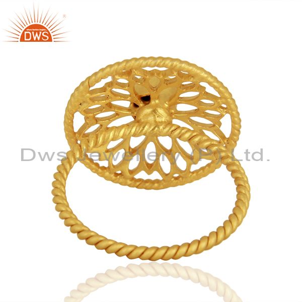 Suppliers Gold Plated Malachite Gemstone 925 Silver Ring Jewelry Supplier