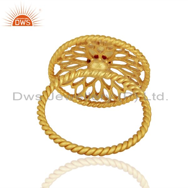 Suppliers Red Aventurine Gemstone Gold Plated Silver Rings Jewelry Manufacturer