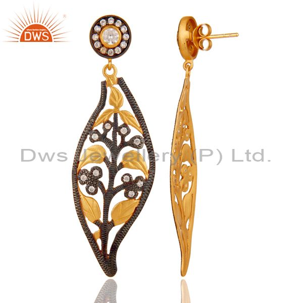 Suppliers 925 Sterling Silver Gold Plated Stunning Cubic Zirconia Designer Dangle Earring