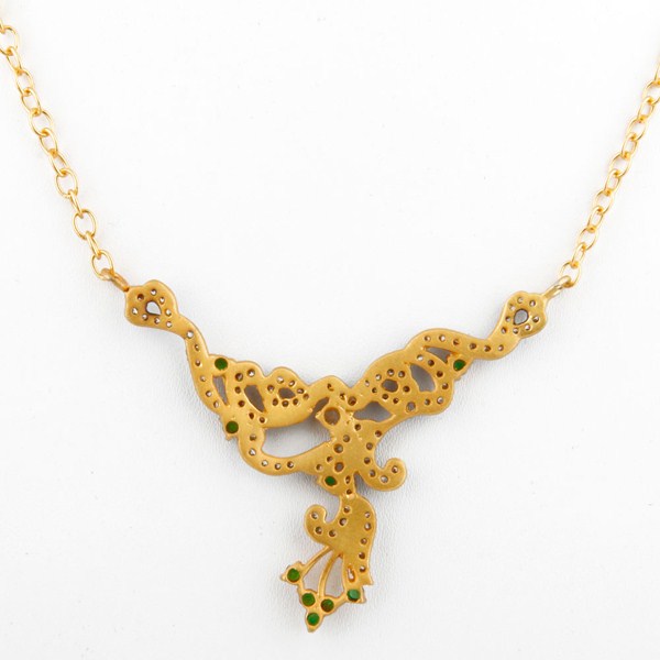 Suppliers 18K Yellow Gold Plated Brass Cubic Zirconia Fashion Designer Necklace