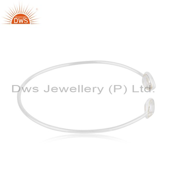 Exporter Handmade 92.5 Sterling Fine Silver Crystal Simple Cuff Bracelet Manufacturer