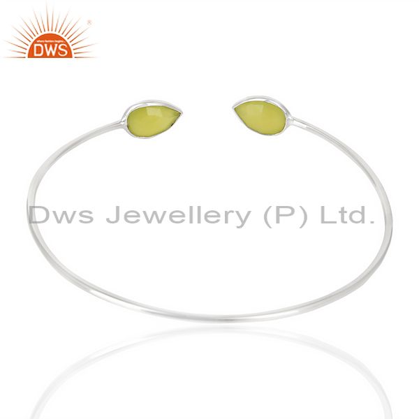 Suppliers Prehnite Chalcedony Gemstone Fine Silver Sleek Bangle Manufacturer