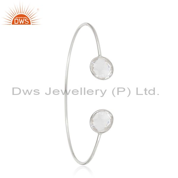 Suppliers 925 Sterling Fine Silver Crystal Quartz Cuff Bracelet Wholesale Supplier