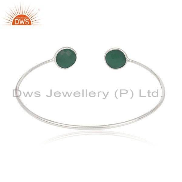 Suppliers Handmade 925 Silver Green Onyx Gemstone Cuff Bracelet Manufacturer from India
