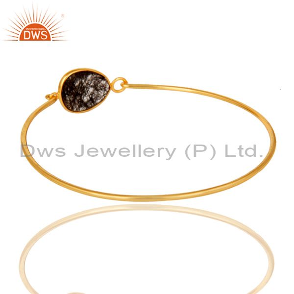 Wholesalers of Black rutile 18k gold plated sterling silver openable bangle