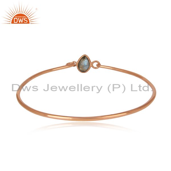 Labradorite rose gold plated 925 fine silver openable bangle
