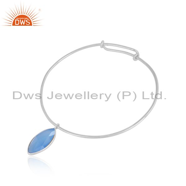 Designer of Blue chalcedony gemstone designer fine sterling silver bangles