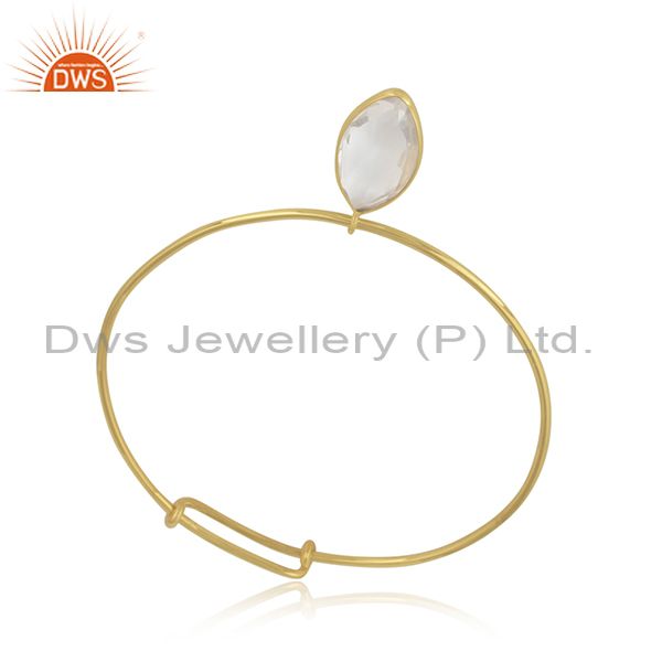 Designer of Crystal quartz gemstone designer gold plated 925 silver bangles