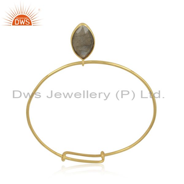 Designer of Labradorite gemstone designer gold over 925 silver bangle jewelry