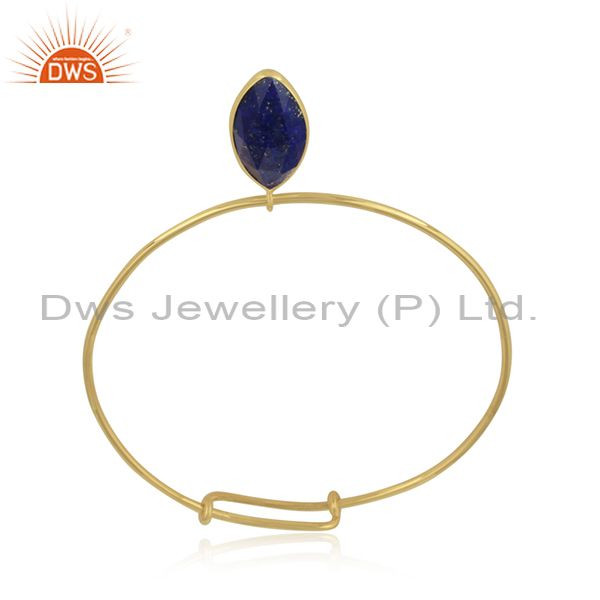 Designer of Lapis lazuli gemstone designer 18k gold plated silver bangles