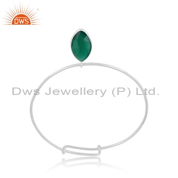 Designer of Natural green onyx gemstone sterling silver designer bangles