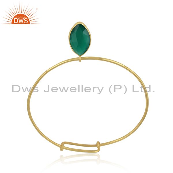 Designer of Natural green onyx gemstone designer silver gold plated bangles