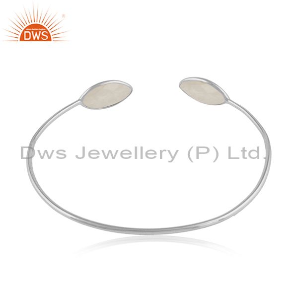 Designer of 925 fine silver rainbow moonstone gemstone cuff bangles jewelry