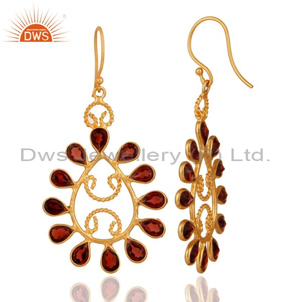 Suppliers Designer 925 Sterling Silver Earrings with Natural Garnet Gemstone Jewelry