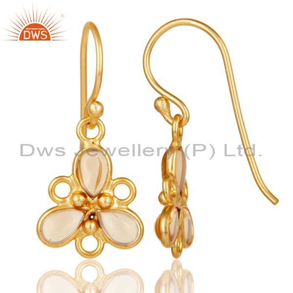 Suppliers Handmade 925 Sterling Silver Citrine Gemstone Earrings With 18K Gold Plated