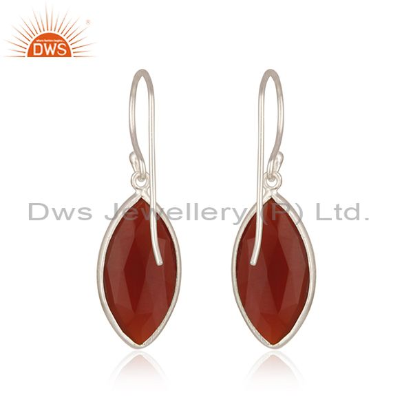 Suppliers Fine 925 Sterling Silver Red Onyx Gemstone Earrings Supplier