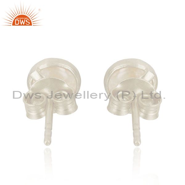 Suppliers 92.5 Sterling Fine Silver Natural Pearl Round Stud Earrings Manufacturer India
