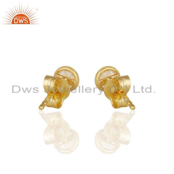 Suppliers Natural Pearl Gold Plated 925 Silver Stud Earring Jewelry Manufacturer