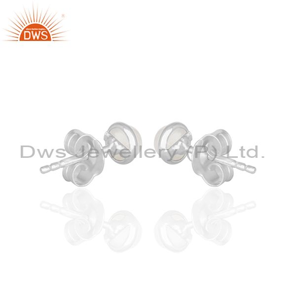 Exporter Rainbow Moonstone Stud Earrings Silver Jewelry Manufacturer India