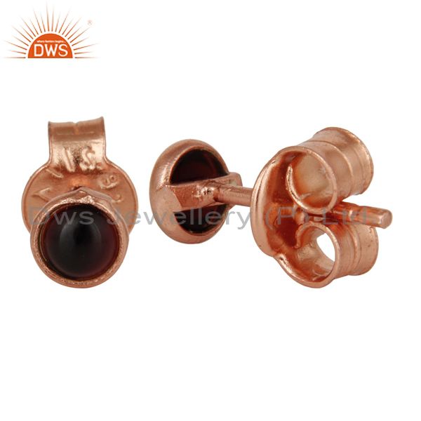 Suppliers 18K Rose Gold Plated Sterling Silver 4mm Round Smoky Quartz Stud Earrings