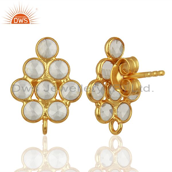 Indian Supplier of Handmade White Zircon Gemstone Silver Designer Earrings Supplier