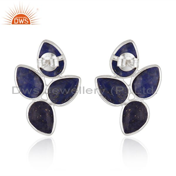 Suppliers 925 Sterling Silver Leaf Design Lapis Gemstone Earrings Jewelry