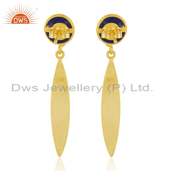 Suppliers Handmade Gold Plated Silver Lapis Gemstone Designer Earrings Jewelry Supplier