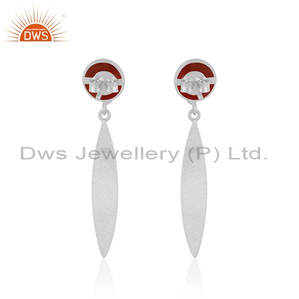 Suppliers Natural Red Onyx Gemstone STerling Silver Handmade Earring jewelry Manufacturer