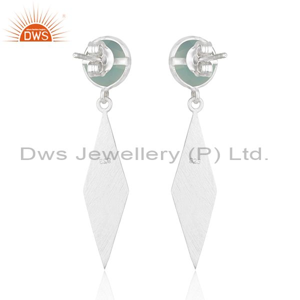 Suppliers Indian Sterling Fine SIlver Aqua Chalcedony Earrings Jewelry Manufacturer