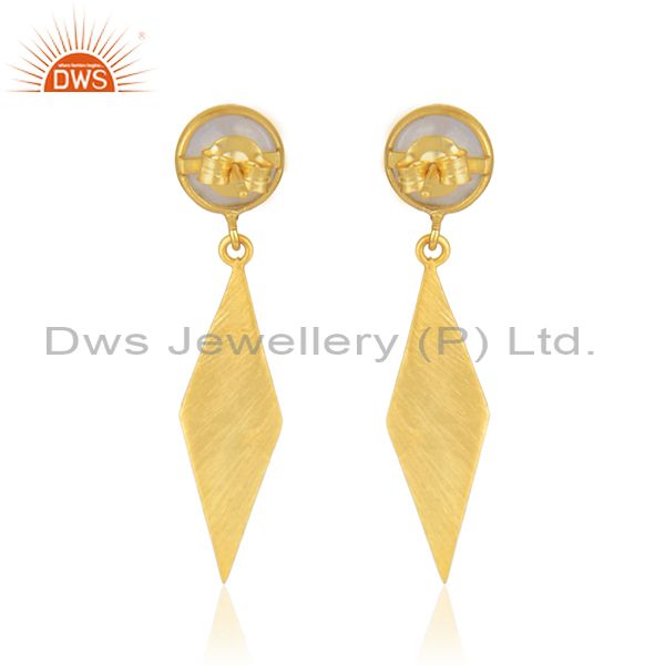 Suppliers Rainbow Moonstone Wholesale Designer Gold Plated Silver Earrings Supplier