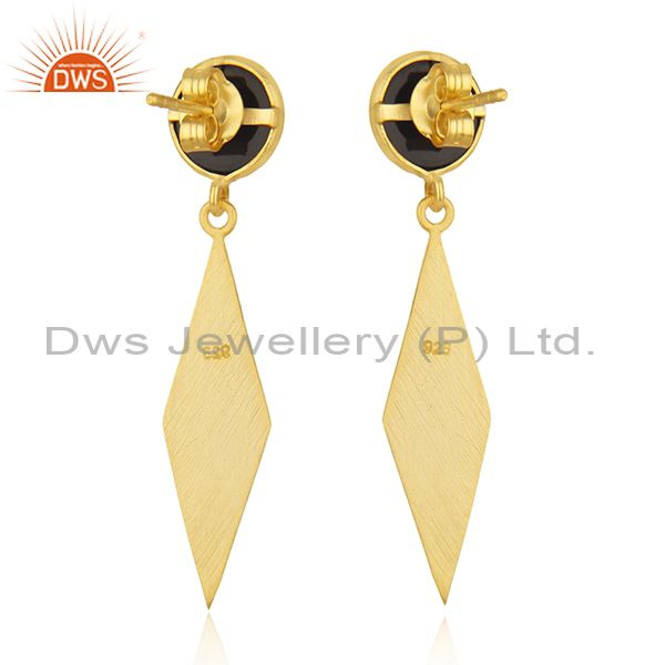 Suppliers New BLack Onyx Gemstone Silver Gold Plated Earrings Jewelry