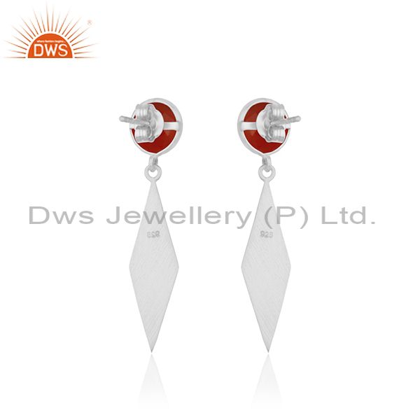 Suppliers Red Onyx Gemstone 925 Sterling Silver Handmade Earrings Manufacturer INdia
